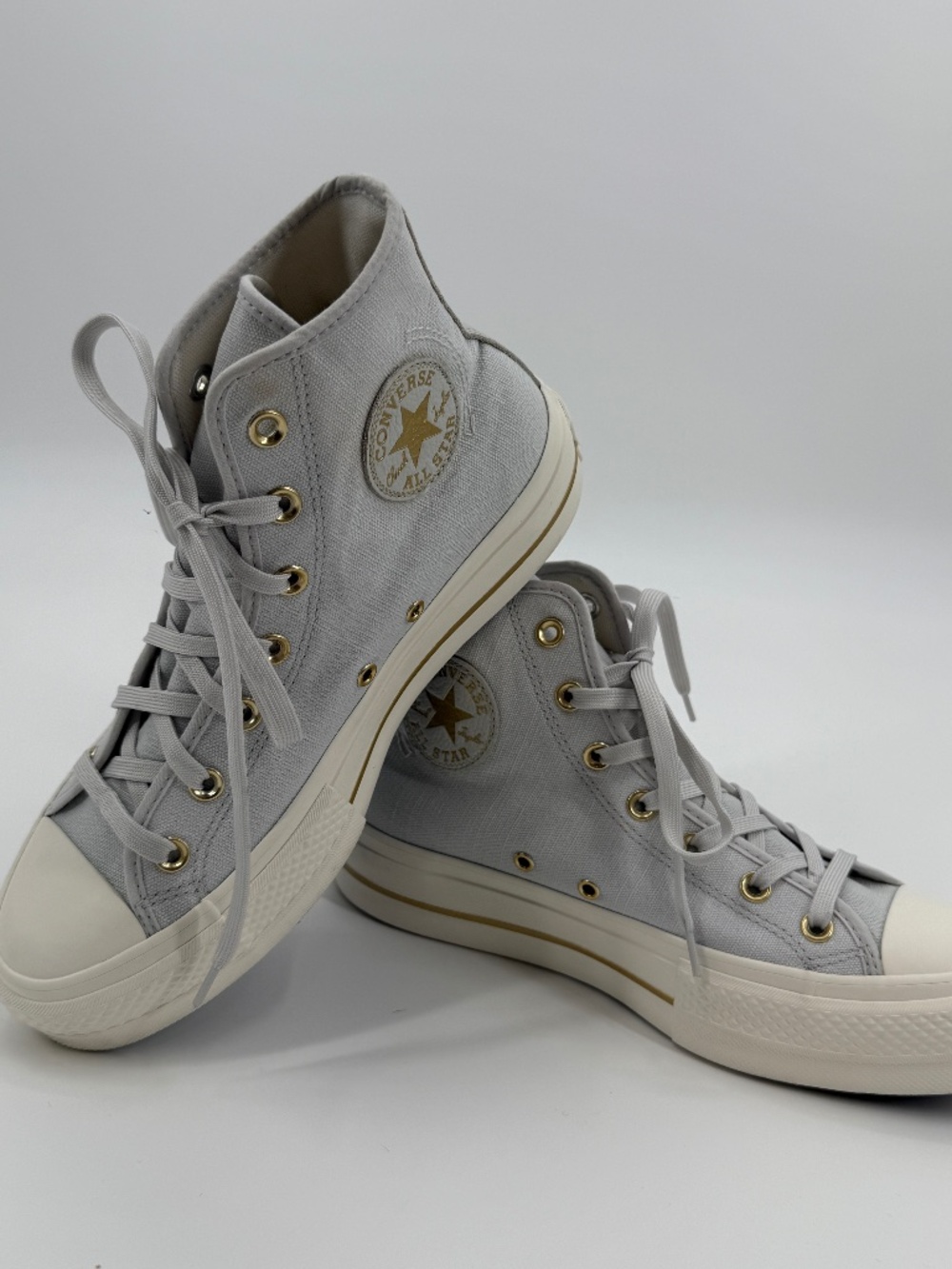 Converse Chuck Taylor All Star Lift Platform Grey Gold High Top Shoes Women 9